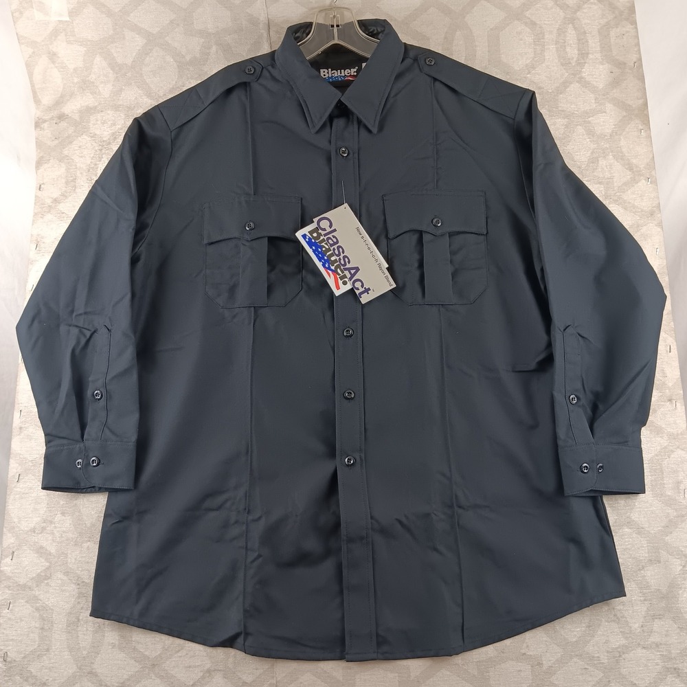 Blauer Classact 8900 Dark Navy‎ Long Sleeve Uniform Shirt Men 17.5 32-33